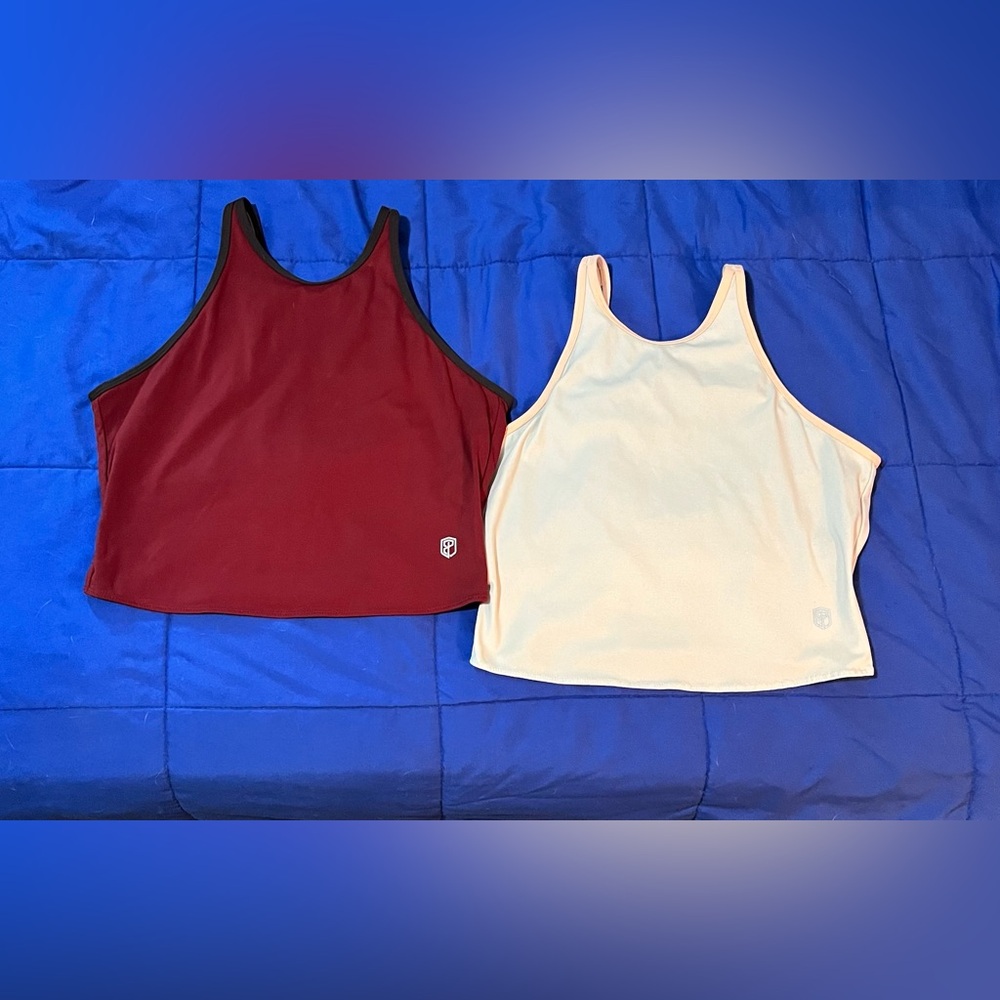 Women's Burgundy and Cream Tank Tops